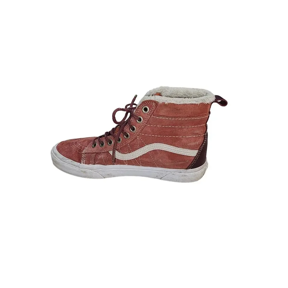 Vans Off the Wall red high tops Faux Fur lined men's 7.5 women's 9